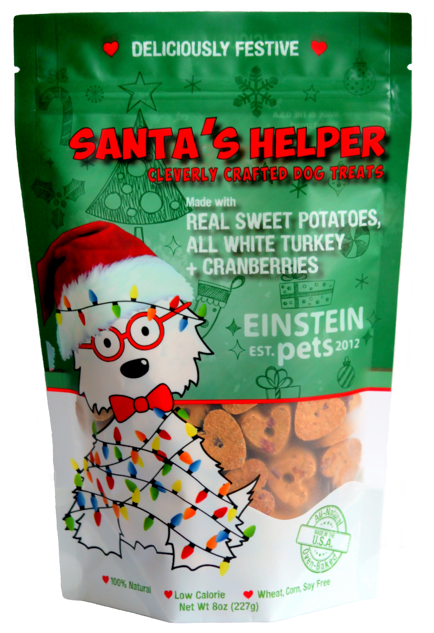 Oven Baked Wheat Free Holiday "Santa's Helper"  and Stocking Stuffer Sweet Potatoes, Turkey Bacon Cranberry Recipe Dog Treats